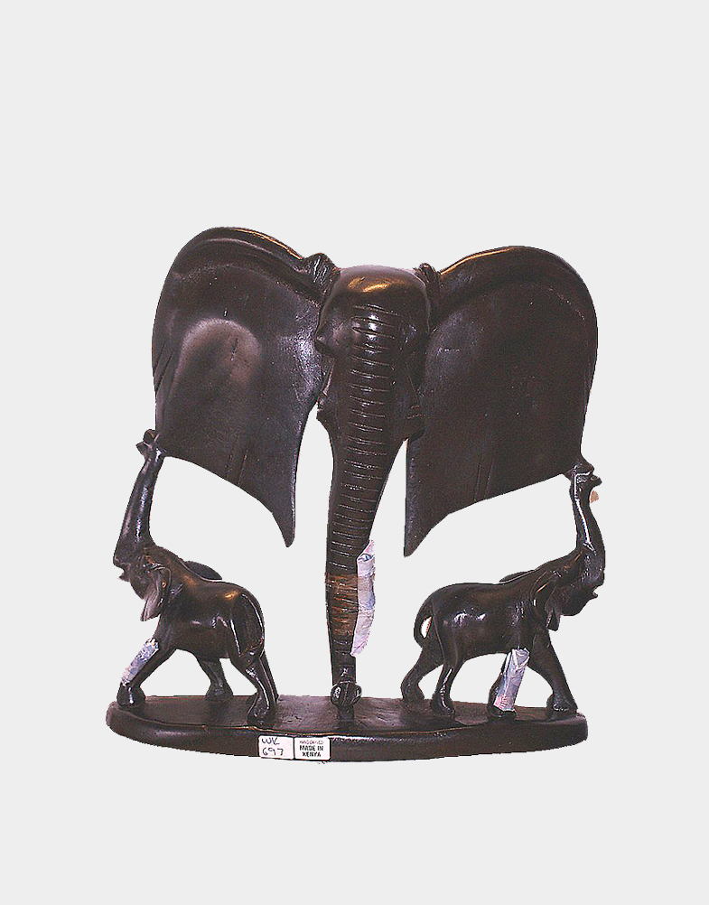 African elephant's defining details, from its wrinkled trunk skin to its smooth body are beautifully captured in this ebony wood carving. Free shipping in USA.