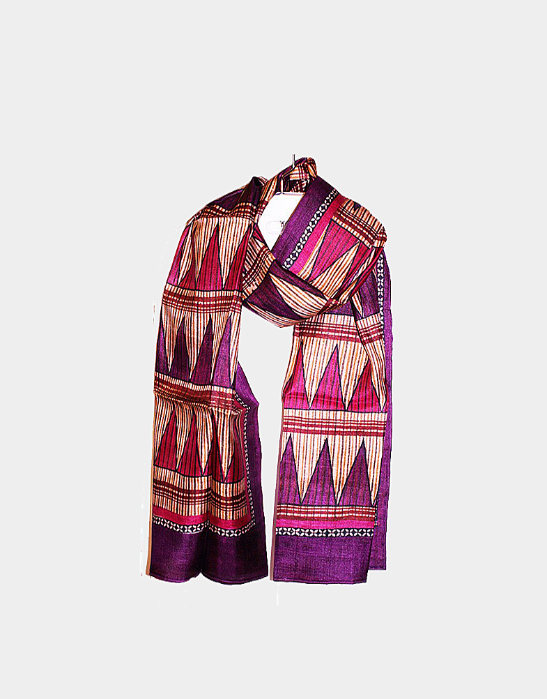 This purple & pink colored scarf has stripes running all along with shades of purple and pink triangle. Very lightweight and soft. Shop with free shipping.