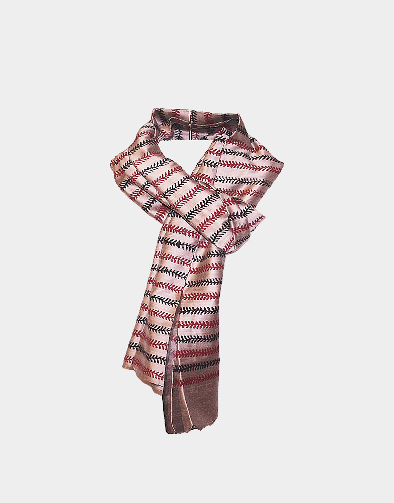 This Greyish gold colored Khadi silk (50% cotton: 50% silk) scarf with Indian motif print is exquisitely soft to touch and lightweight. Free shipping at Craft Montaz.