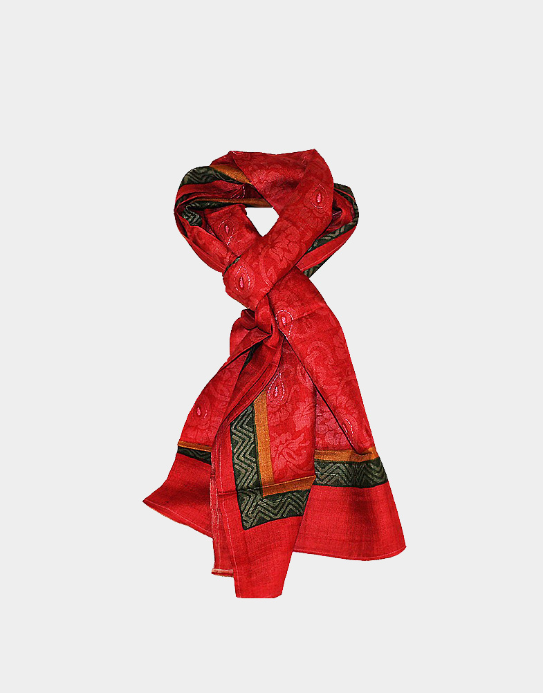 A bright pinkish cherry red scarf made of Tassar silk from India - this lightweight scarf will go with any kind of outfits. Free shipping at Craft Montaz.
