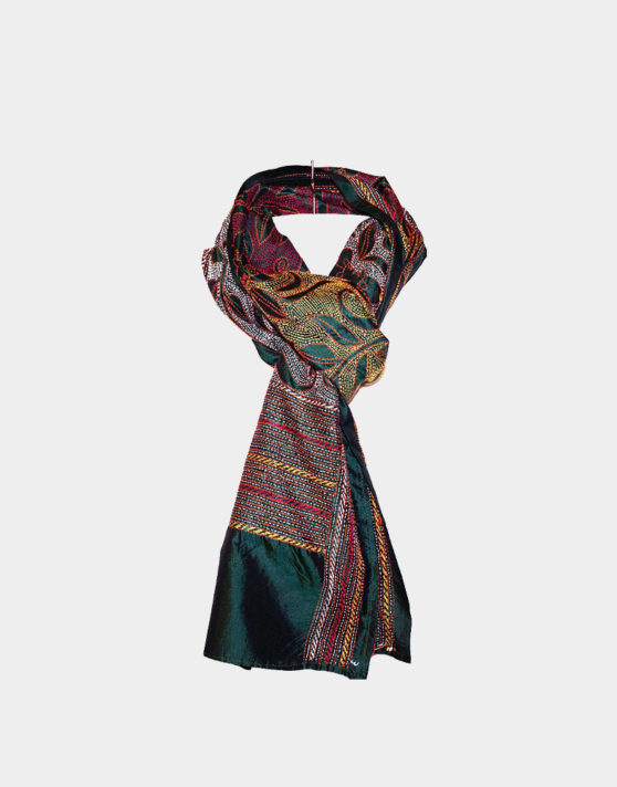 Écharpe Kantha En Soie Recyclée Fait Main – Multicolore – Bohème, Unisexe