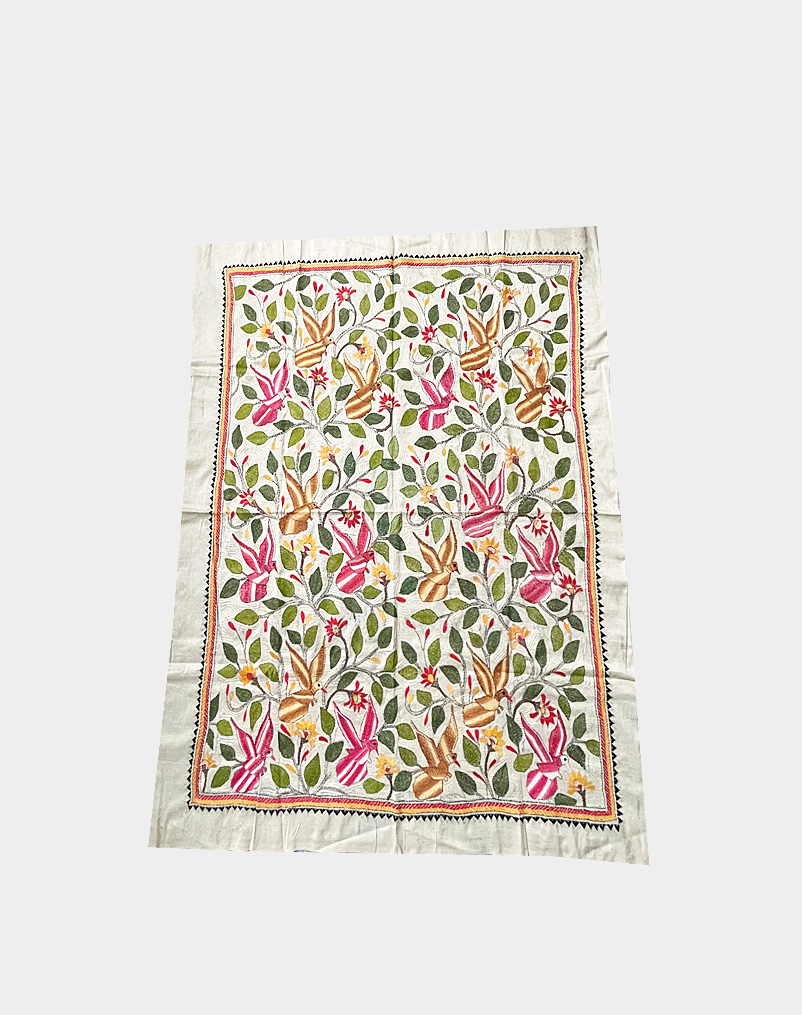 This beautiful vertical Kantha mural created by hand stitch on a raw Tassar silk material is ideal for your wall decor. Shop with free shipping at Craft Montaz.