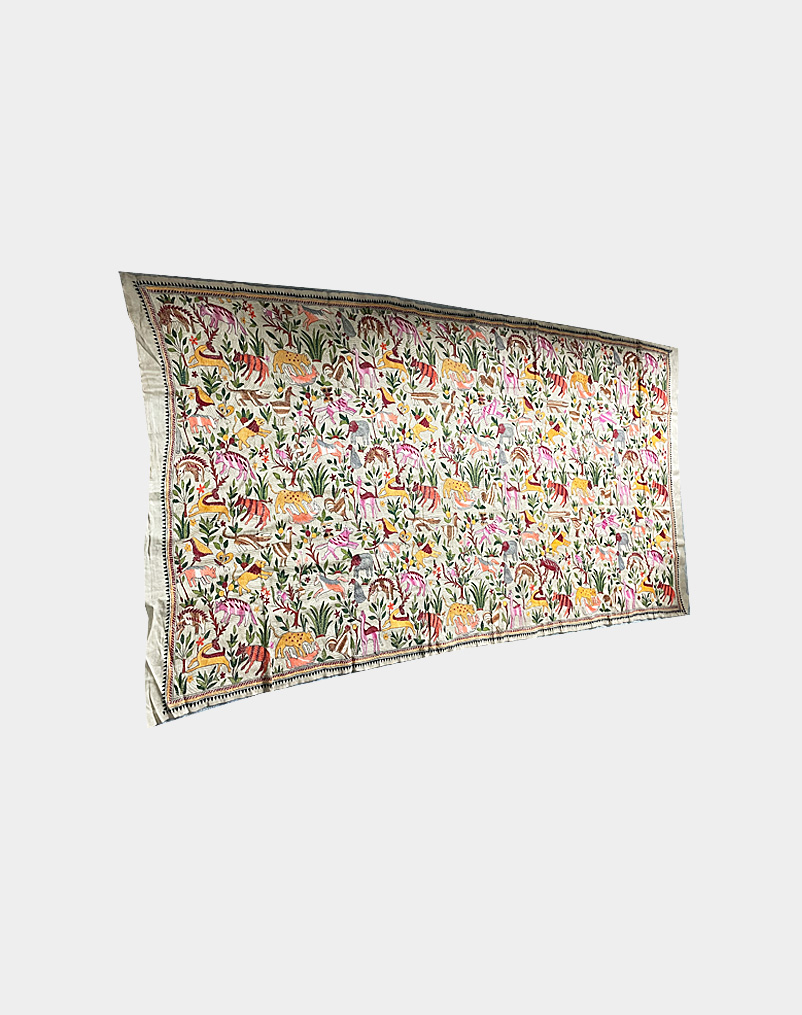 This beautiful horizontal Kantha stitched wall hanging is created by hand stitch on a raw Tassar silk material. Ideal for your wall decor. Free shipping at Craft Montaz.