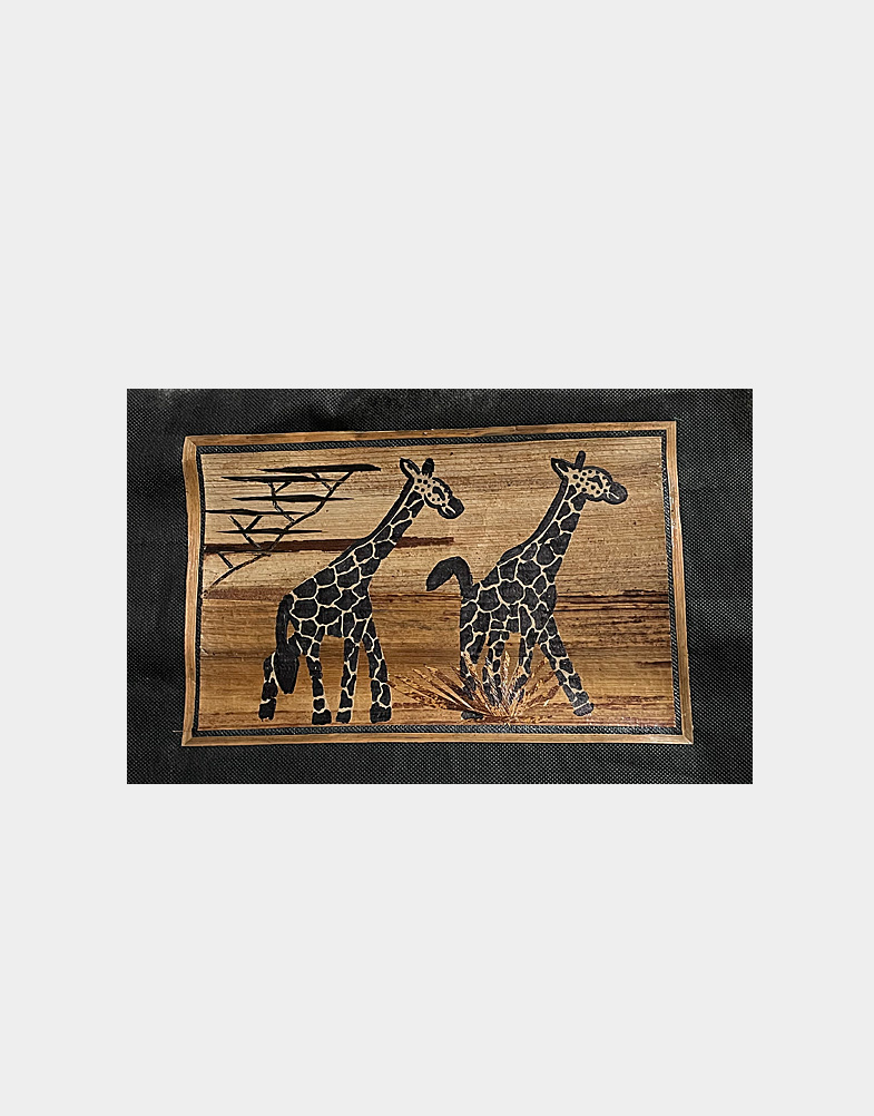 Shop this banana leaf painting, unframed Giraffe paintings from Kenya, Africa. Each banana leaf painting is a collage of individual banana leaves. Free shipping at Craft Montaz.