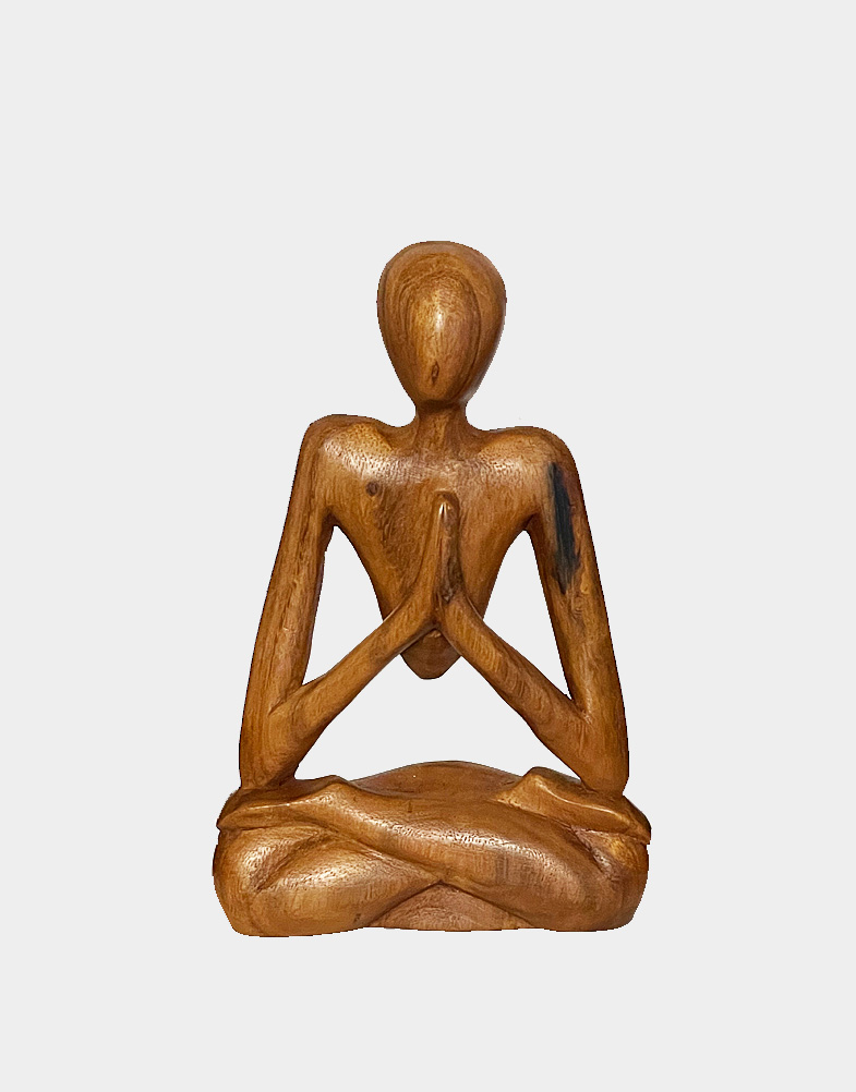An abstract figure sits in a full lotus position in this charming natural wood sculpture from Bali, Indonesia. Shop with free shipping at Craft Montaz.