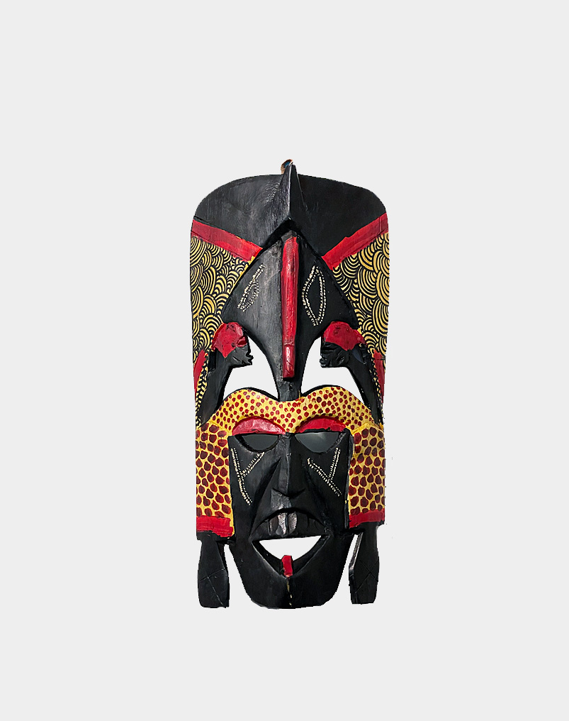 This 11″ Kenyan large Maasai mask gives your home that touch of mystery and ethnicity that you’ve always wanted. Size and color varies slightly. Decorate your home.