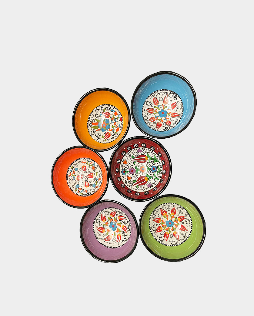 These bowls are individually formed, fired, and hand painted with tulip design inside using ceramic glaze made in Turkey. Lead Free, and Food Safe. Buy now!!